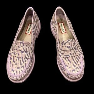Hunter Refined Coral Print Penny Loafers Boat shoe  Rare Purple Sz 6